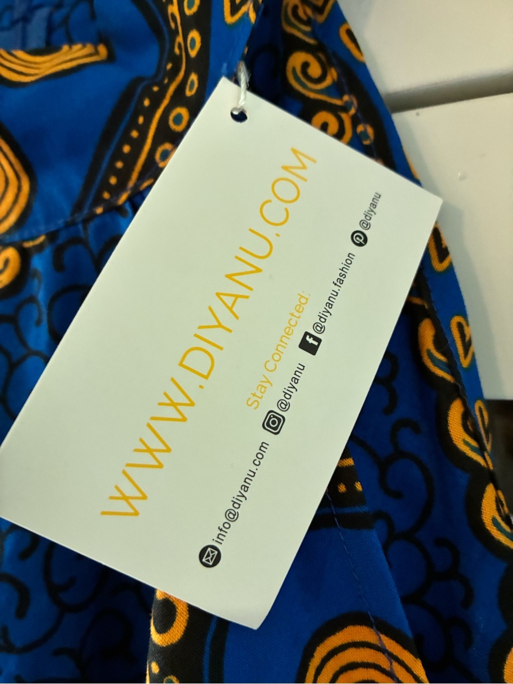 D’Iyanu sz 3X African Halter Blue & Gold Patterned Maxi Dress nwt - Picture 4 of 10